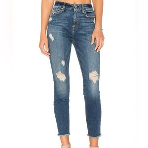 7 For All Mankind Distressed Ankle Skinny Jeans in Serratoga Bay